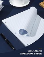 Papier de remplissage pour feuilles mobiles 8,5 x 11, 100 feuilles de papier ligné pour classeurs à 3 anneaux, papier de carnet ligné large, perforation 3 trous