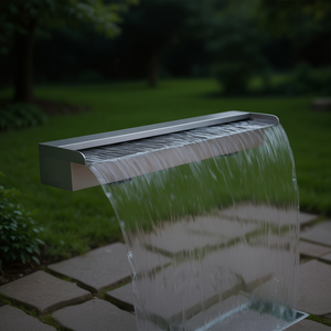 Fuente de Piscina Rectangular de Acero Inoxidable con Cascada de 35.4 Pulgadas, Diseño Contemporáneo para Exteriores - Product Image 2