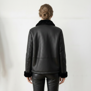 Giacche in Pelle <span class=keywords><strong>con</strong></span> Pelliccia Interna per Donna, Moda Invernale, Colletto in Pelliccia Personalizzabile, <span class=keywords><strong>Cappotto</strong></span> in Ecopelliccia - Product Image 4