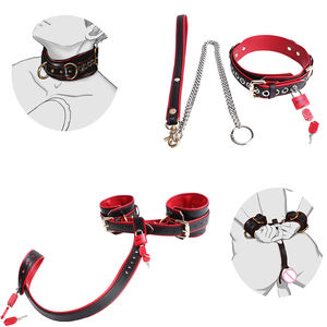 DV9001-XQ2 Kunstleer Heren Bdsm Bondage Kraag Polsbanden Dubbellaags Stimulatie Hot-Selling Set - Product Image 1