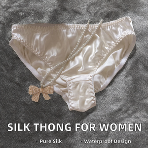 Tanga Sexy de Seda Natural Yashasilk para Mujer, Cintura Media, Bordado Sólido, Tejido, 100% Seda, Ecológico - Product Image 4