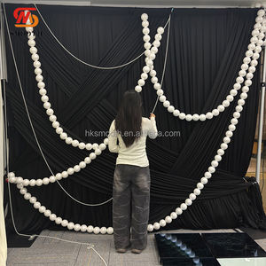 Rideau en tissu de soie glacée noire personnalisé pour les événements de mariage et les fêtes, avec des perles en mousse - Product Image 1