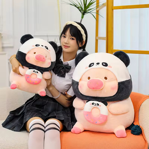 En gros, Peluche Panda <span class=keywords><strong>Cochon</strong></span> Costume, Douce et Réconfortante, avec Coussin Donut, Cadeau Mignon pour Enfants, Coton PP - Product Image 2