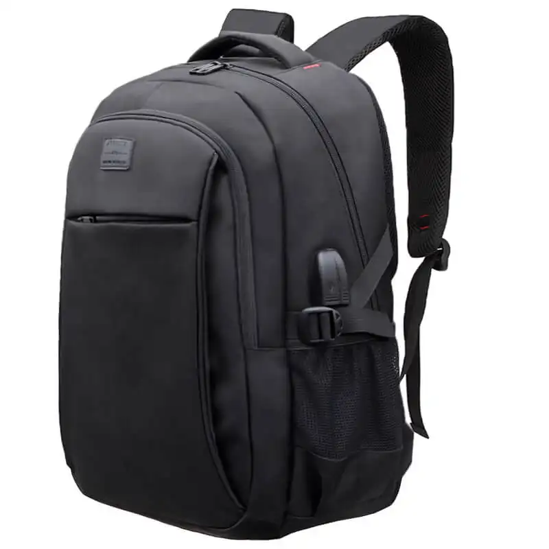 Y0112 ransel Laptop Pria USB, ransel Laptop berpergian kualitas tinggi warna hitam dapat diisi daya tahan air untuk bisnis