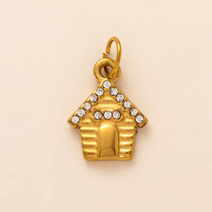 2025 yeni 18K altın kaplama paslanmaz çelik kalp ev çiçekler kamera DIY özel Charms kolye takı hediye yapımı için - Product Image 2