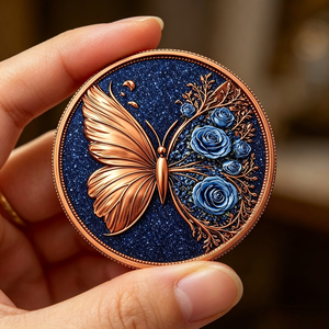 METAMORPHOSIS BUTTERFLY 1 AVDP Oz. Moneta Rotonda in Rame Puro 999 con Polvere Brillante e Rilievo 3D, Medaglione in Rame da Collezione - Product Image 1