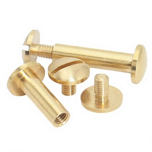 Solid Brass Binding <b>Post</b> Screw <b>Round</b> Head Stud Fastener for Leather Craft Wallet Bag Belt Strap Book - Product Image 2