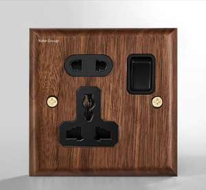 Panel Táctil Moderno Europeo de 10A, Enchufe Eléctrico de Pared de Nogal Negro Sólido con Interruptor para Iluminación del Hogar - Product Image 6