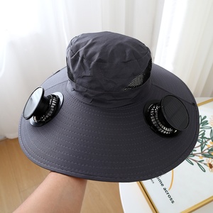 Chapeau de pêcheur rayé pour homme, respirant, à large bord, <span class=keywords><strong>avec</strong></span> protection solaire, design ventilateur à double moteur à chargement solaire, haute qualité - Product Image 5