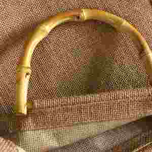 Sac de plage en jute artisanal écologique de petite taille avec motif végétal, réutilisable et personnalisable - Product Image 3
