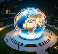 Sculpture de globe terrestre lumineux de grande taille, sphère terrestre en FRP avec structure en acier inoxydable
