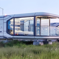 Maison capsule spatiale contemporaine préfabriquée modulaire avec structure en acier, villa mobile, espace extérieur à thème spatial miniature