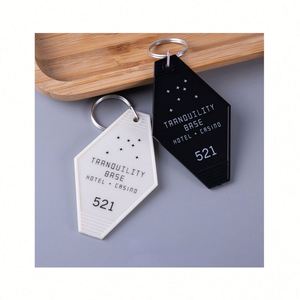 Promotional Custom logo Color Material Key Tags Blank Plastic Retro Vintage Motel Room Hotel Keychain - Product Image 1