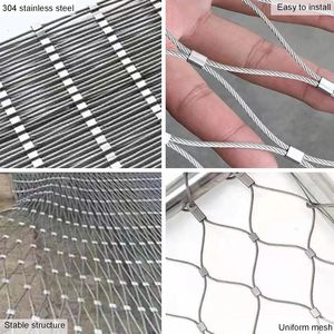 Stainless Steel <b>Wire</b> Rope Net 304 Snap Woven <b>Mesh</b> Handrail Guardrail Protection Safety - Product Image 2