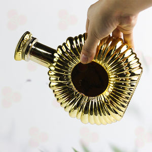 Botella de vidrio clásica plana de brandy <span class=keywords><strong>AU</strong></span> con colores galvanizados dorados - Product Image 5