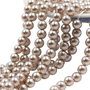 4毫米水晶铂金珍珠色完美圆光泽玻璃珠手链珠宝制作