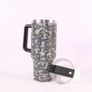 Stainless Steel Tumbler 40Oz Rhinestone Insulated Water <b>Bottle</b> With Straw For Travel Car Outdoor Sports Home Office Use - Product Image 3