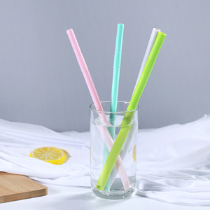 Silicone <b>Straws</b> <b>Reusable</b> Straight 250mm Large Diameter For Kids Drinks Bubble Tea Party Solid Color Dishwasher Safe - Product Image 1