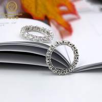 Bague Tennis en Argent 925 avec Moissanite, Largeur 4mm, Qualité VVS, Pierres Précieuses Moissanite, Expédition Rapide, En Stock dans l'Entrepôt Américain