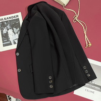 Blazer pour femme kaki camel, simple boutonnage, revers cranté, manches longues, taille ajustée, boutons noirs, élégant et chic pour le bureau et le travail