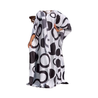 Vestido Dashiki Africano Casual de Talla Grande para Mujer, Manga Murciélago, Túnica Holgada, Abaya Estampada de Poliéster Transpirable con Bordado Incluido