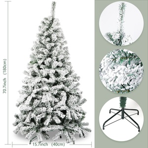 Albero di Natale Artificiale OurWarm OutdoorWholesale Verde 6FT in PVC con Neve, Preilluminato, Pop-up, con Anima in Pino Bianco - Product Image 4
