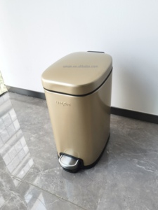 Thép không gỉ hình chữ nhật Champagne vàng mềm đóng bàn đạp chất thải bin Thùng rác có thể 6 xả rác - Product Image 3