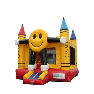 13x13ft Smile Happy Face Inflatable Crayon Bounce House Jumping Castle Kids Bouncy Moonwalk for sale