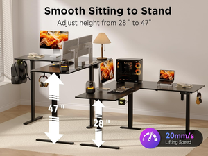 <span class=keywords><strong>Escritorio</strong></span> de ordenador de oficina de pie con doble motor Ofitech, <span class=keywords><strong>altura</strong></span> ajustable, diseño moderno, ergonómico, soporte en L, <span class=keywords><strong>escritorio</strong></span> electrónico para juegos - Product Image 2