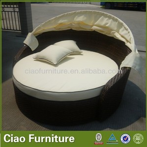 <span class=keywords><strong>Lit</strong></span> de repos rond d'extérieur en rotin marron, convertible en canapé-<span class=keywords><strong>lit</strong></span>, pour jardin, piscine, plage, avec housse en tissu - Product Image 4