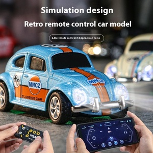Mini Coche RC a Escala 1:64, Mini Coche de Juguete de Aleación Tipo Beetle, Control Remoto Inalámbrico por Teléfono Móvil, Modelo de Coche Retro con Control Remoto - Product Image 5