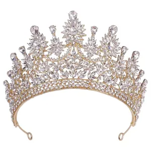 Kristall-Königin-Tiaras für Mädchen Hochzeit Haarzubehör Braut Brautjungfern Braut Halloween-Kostüm Tiara und Krone für Frauen