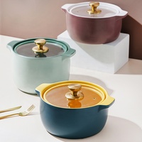 Poêle à soupe avec couvercle en verre, Casserole résistante aux températures élevées, cuiseur à sauce, cuisson en céramique, résistant au flamme, 1 pièce