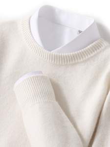 Colección Otoño Invierno, suéter de punto con Base de cuello redondo de lana pura para <span class=keywords><strong>hombre</strong></span>, <span class=keywords><strong>Color</strong></span> sólido grueso para negocios, Frente informal - Product Image 2