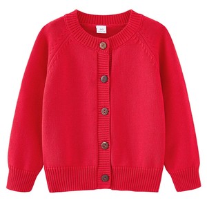 Girls Knit <b>Cardigan</b> Sweater Button Front Long Sleeve Crew Neck Solid Color for School and Daily Wear - Product Image 2