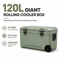 Glacière Commerciale Géante à Roues 120L, Glacière Robuste Grande Capacité avec Poignée de Transport, Isolation en Mousse PU pour la Pêche et le Camping