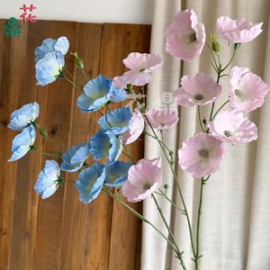 Fleurs de pavot en soie, couleurs mélangées, bouquet de mariage réaliste, fleurs artificielles à tenir à la main, style moderne - Product Image 3