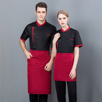 Vente chaude hôtel restaurant café bar logo personnalisé serveur serveuse personnel travail porter chemise uniforme à manches courtes serveur chef veste