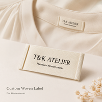 Étiquettes tissées personnalisées pour vêtements féminins : Étiquettes de vêtement cousues pour le dos et le col, en gros-grain, à bord plissé, pour chemisiers et chemises