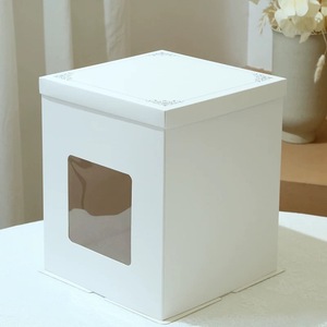 Kinsun Custom 12 Inch High Bakery Boxes White <strong>Window</strong> <strong>Cake</strong> Packaging <strong>with</strong> Clear <strong>Window</strong> <strong>and</strong> Embossed Printing <strong>Cake</strong> <strong>Box</strong> - Product Image 6