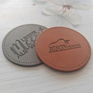 Custom Logo Printing Coffee <b>Cup</b> <b>Mat</b> Blank PU Leather Coaster Multi-colored Personalized Debossed Logo Coaster with Logo - Product Image 4