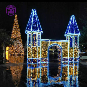 Decoración Navideña de Calle con Marco de Hierro en Forma de Castillo 3D Grande Personalizada, Iluminada, con Fuente de Luz LED IP65 y Fácil Instalación - Product Image 2