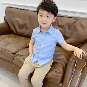 Magliette Casual da ragazzo per la primavera/estate <span class=keywords><strong>con</strong></span> risvolto monopetto a tinta unita camicie <span class=keywords><strong>con</strong></span> maniche corte per bambini - Product Image 3