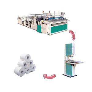 Good quality mid type 1092mm toilet paper rewinding machine with embossing rollers and sealing packing device