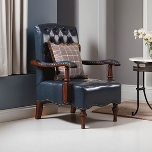 Juego de Sofás de Cuero Genuino de Lujo Americano, Muebles Clásicos para Sala de Estar, Conjunto de Sofás Personalizado para Villa - Product Image 4