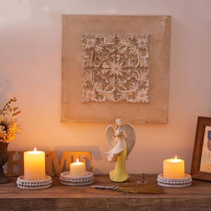 Porte-bougie en <span class=keywords><strong>cristal</strong></span> bohème avec plateau en bois perlé pour centre de table de salle à manger - Product Image 2