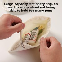 Pochette en toile zippée en gros, sac cosmétique et organisateur DIY avec imprimé dessin animé, étui portable multi-usage pour maquillage et papeterie