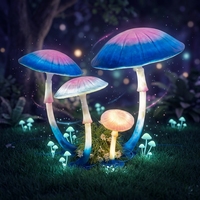 Ensemble de 4 lampes champignons lumineuses en résine translucide et fibre de verre, éclairage LED IP65 pour jardin extérieur, idéal pour aménagement paysager