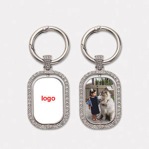 맞춤형 빈 열전달 단면 다이아몬드 박힌 회전식 양면 패치 직사각형 스냅 버튼 기능 키체인 - Product Image 1