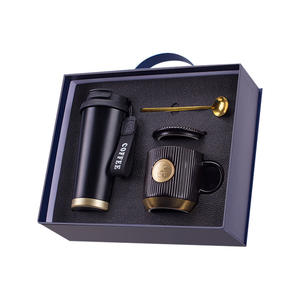 Coffret cadeau café de luxe, mug en bronze avec tasse de voyage et cuillère, personnalisé pour les clients et les employés d'entreprise - Product Image 1